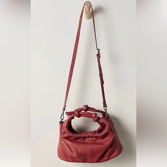 Free People Head Over Heels Genuine Leather Red Crossbody Bag NWT - Picture 2 of 6